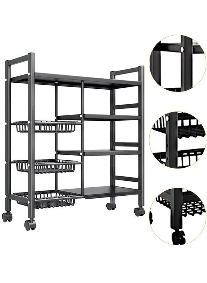 BLOOMING TIME 4-Tier Kitchen Racks, Three Mesh Baskets, With Wheels For Easy Movement, Black - Image 5